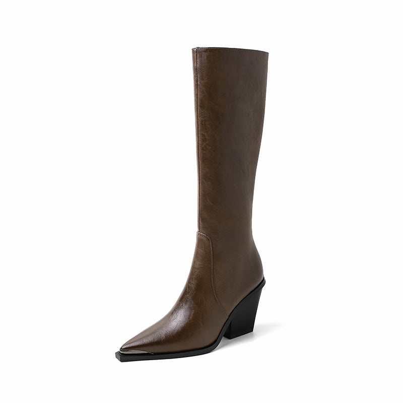 Knightly Elegance Genuine Leather Tall Boots