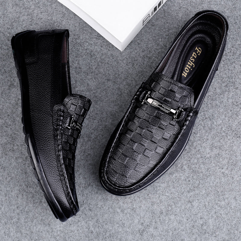 Luxury CrocEmbossed Round Toe Penny Loafers