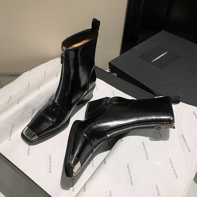 AlligatorLuxe Chic Zipper High Heel Boots