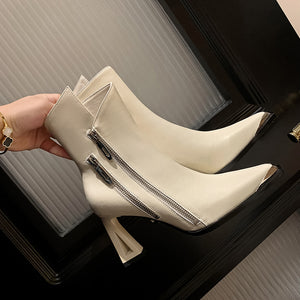 Luxury Leather Pointed Toe Tall Boots