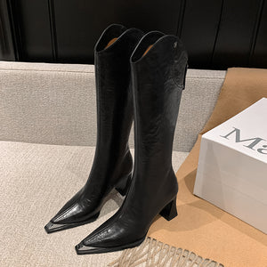 Knightly Elegance Genuine Leather Tall Boots