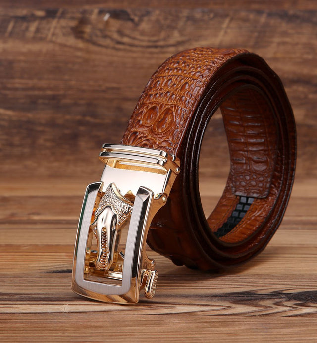 LuxeMod Retro Exotic Solid Cow Skin Belt