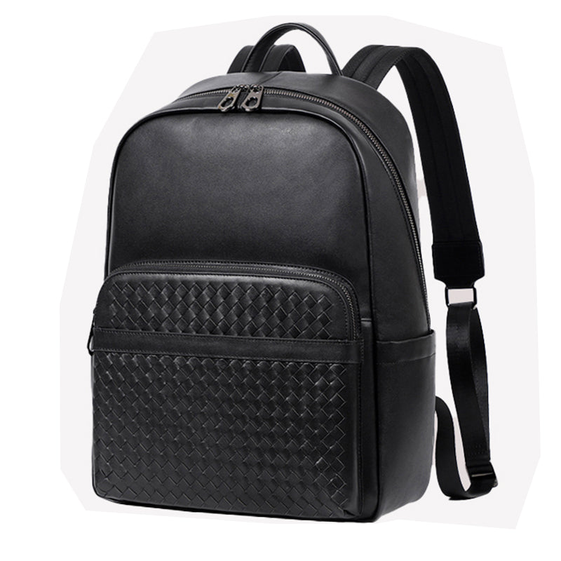 Luxury Leather Zip Laptop Backpack