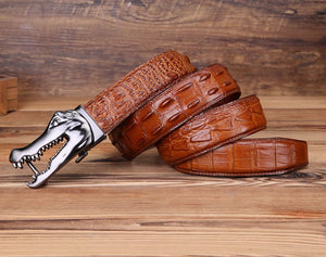 CrocLuxe Copper Buckle Gator Skin Luxury Belt