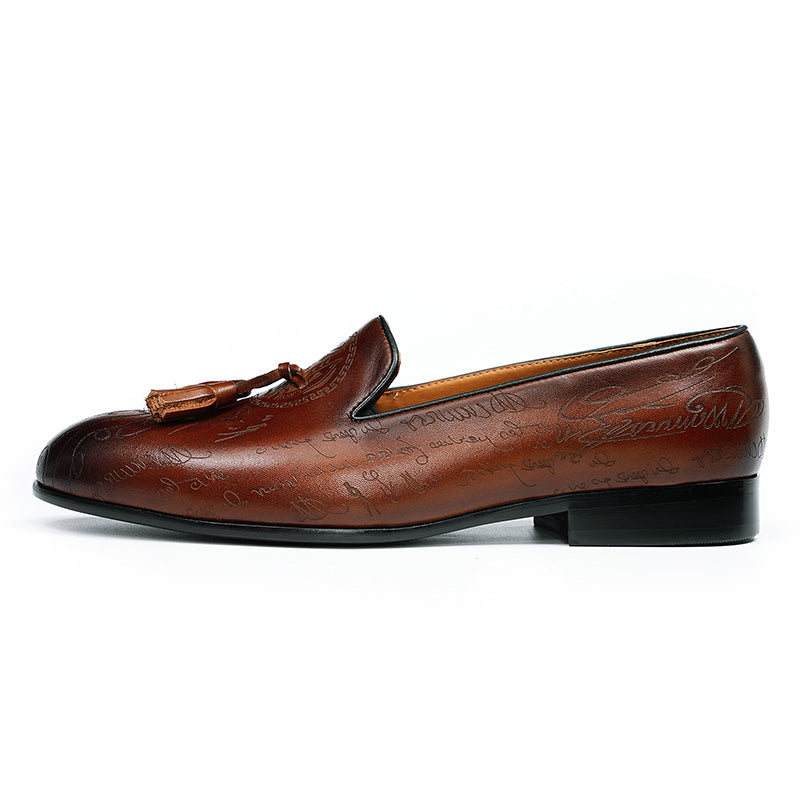 Lavish Leather Slip On Brogue Dress Shoes