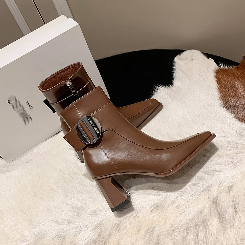 Chic Clear Chunky Heel Ankle Boots