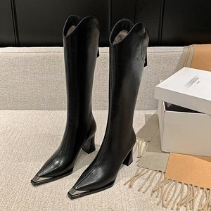 Knightly Elegance Genuine Leather Tall Boots