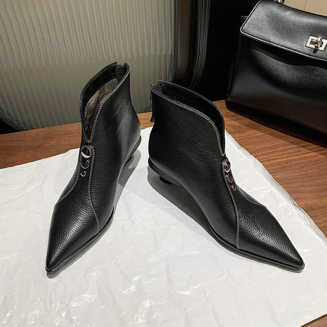 Luxury Leather Pointed Toe Tall Boots