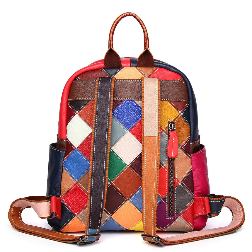 Chic Leather Exotic Patchwork Closure Backpack