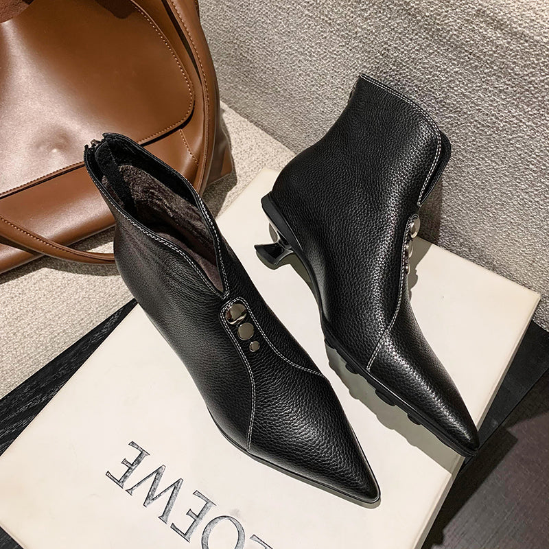 Luxury Leather Pointed Toe Tall Boots