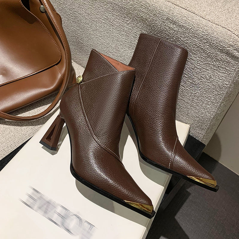 Luxury Leather Pointed Toe Tall Boots