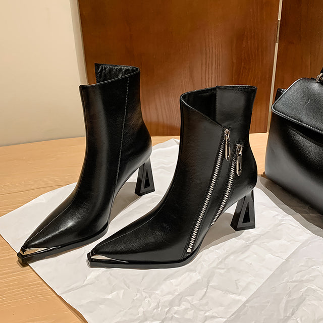 Luxury Leather Pointed Toe Tall Boots