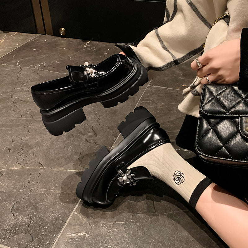 Luxury Cow Leather  Platform Slip-on Loafers