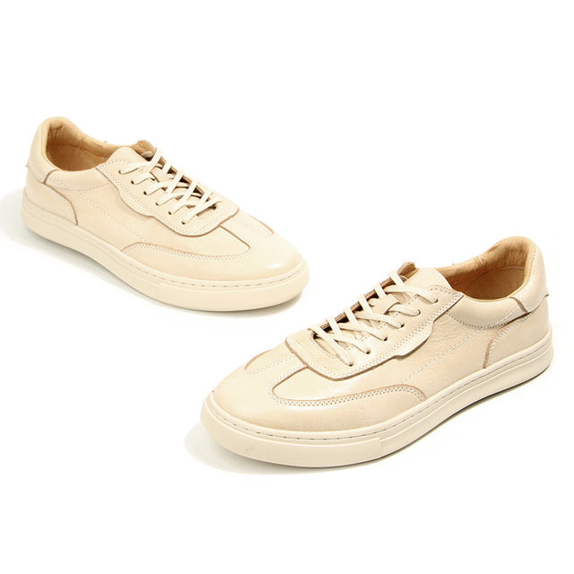 ElegantLux Leather Round Toe Lace-Up Casual Shoes