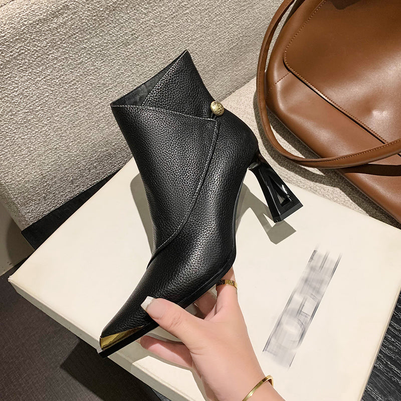 Luxury Leather Pointed Toe Tall Boots