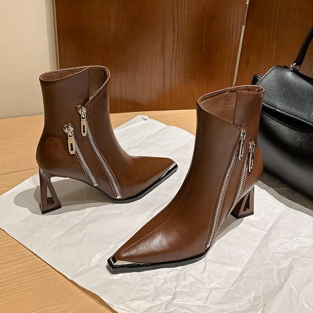 Luxury Leather Pointed Toe Tall Boots