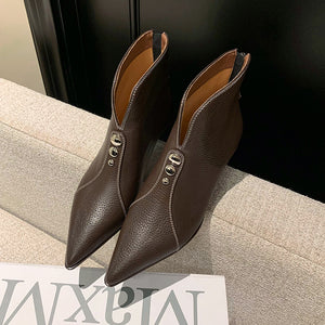 Luxury Leather Pointed Toe Tall Boots