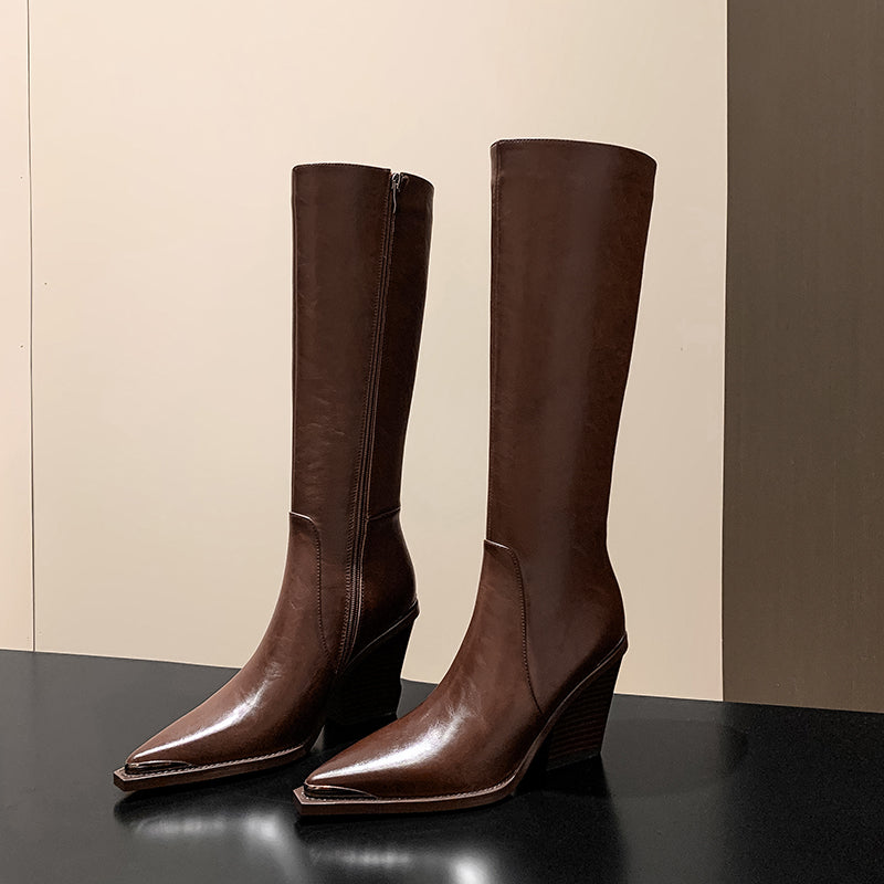 Knightly Elegance Genuine Leather Tall Boots