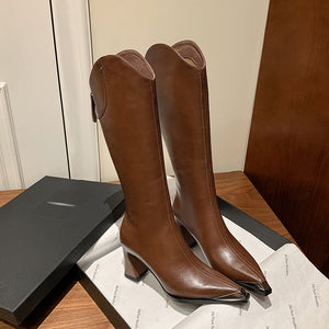 Knightly Elegance Genuine Leather Tall Boots