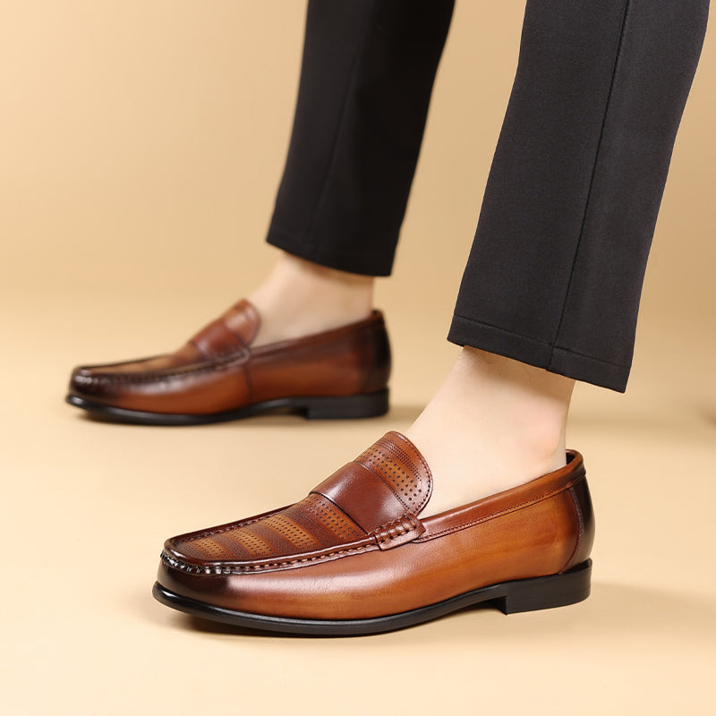 LuxLeather Elegant Genuine Leather Slip On Loafers