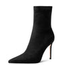 Luxury Flock Thin Heel Ankle Boots