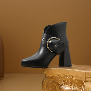 Autumn Elegance Thick Heels Ankle Boots