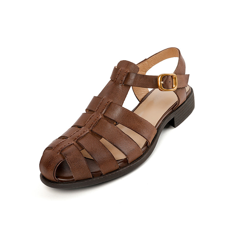 RetroLuxe Strap Roman Leather Sandals