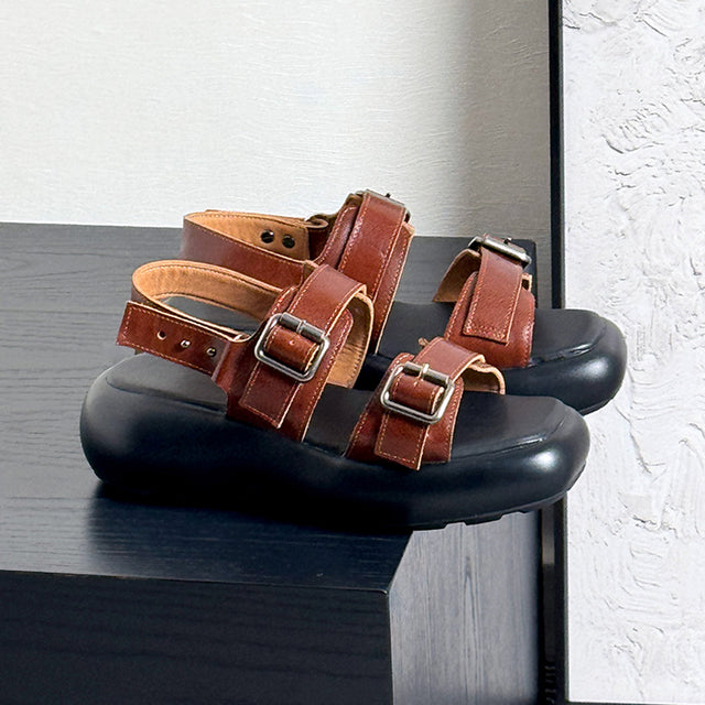 Exoticade Chic Buckle Leather Sandals