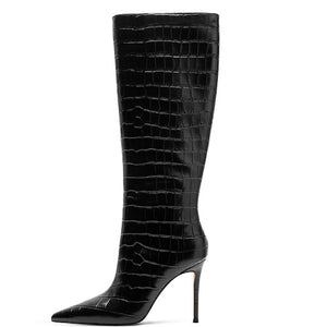 Elegant Long Heel PU Leather Boots