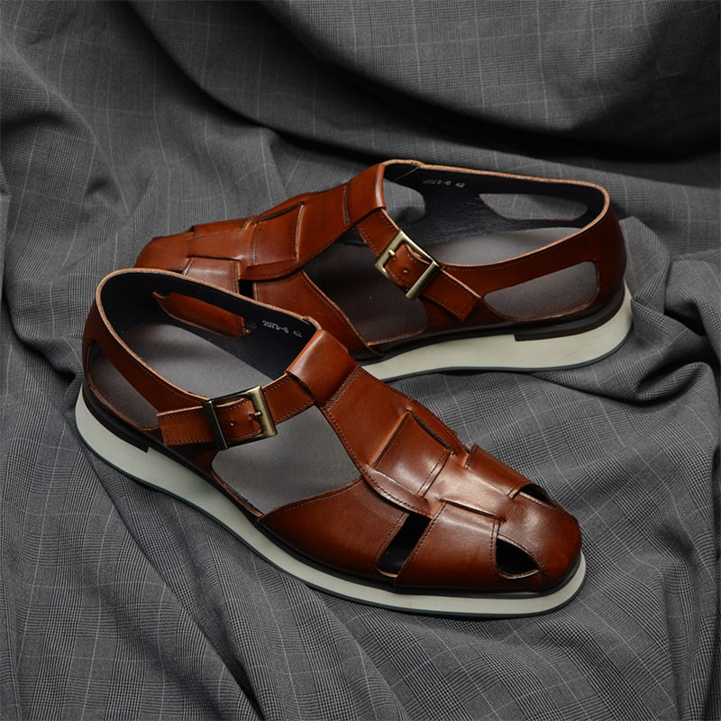 LuxeLeather Chic Buckle Sandals