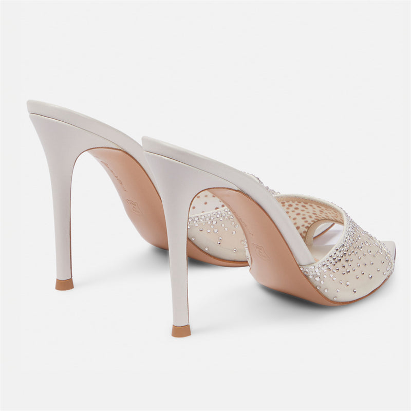 Crystal  Peep Toe French Sandals