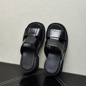 Chic Peep Toe Leather Sandals