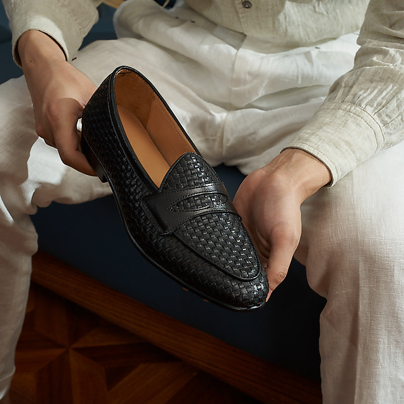 HazelLux Leather Slip-On Loafers