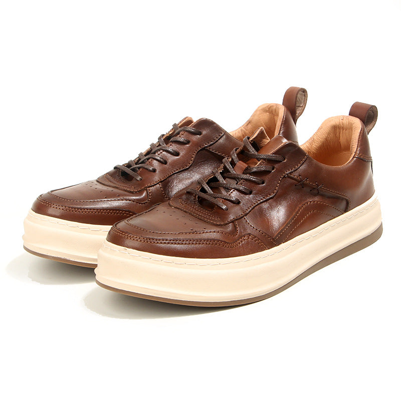 LaceLux Embossed Leather Casual Shoes