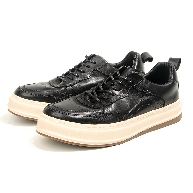 LaceLux Embossed Leather Casual Shoes