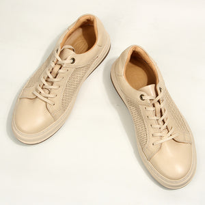 ChicLuxe Leather Lace-Up Casual Shoes