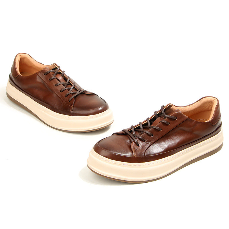 Chic Leather Lace-Up Casual Shoes