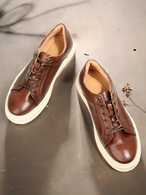 ChicLuxe Leather Lace-Up Casual Shoes