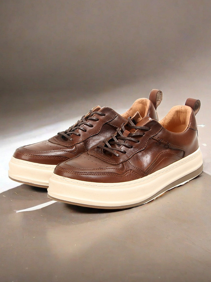 LaceLux Embossed Leather Casual Shoes