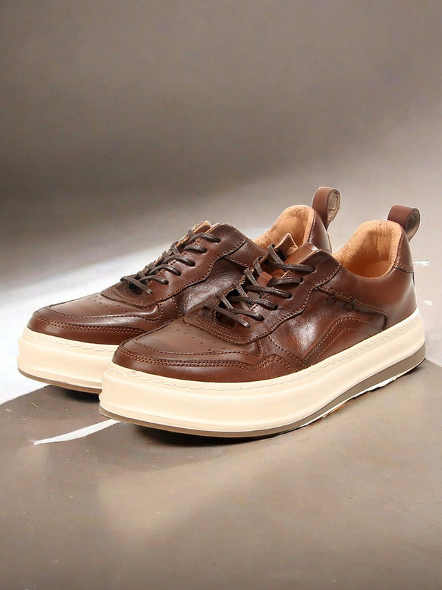 LaceLux Embossed Leather Casual Shoes