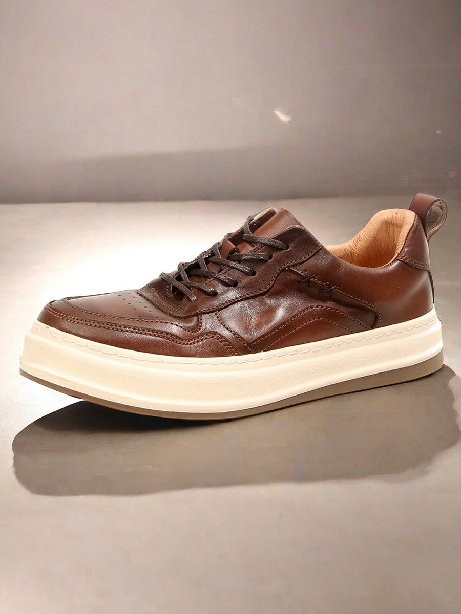 LaceLux Embossed Leather Casual Shoes