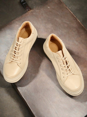 Chic Leather Lace-Up Casual Shoes