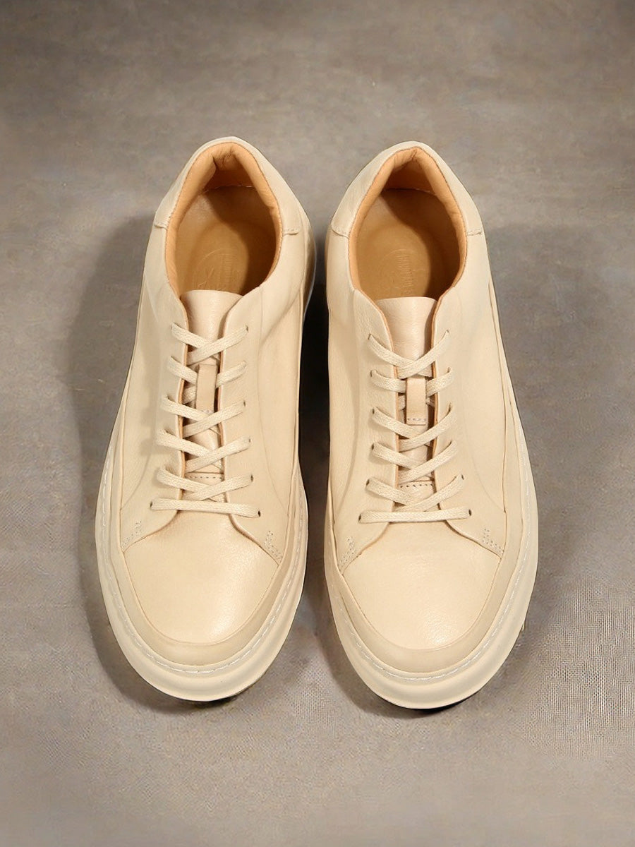 Chic Leather Lace-Up Casual Shoes