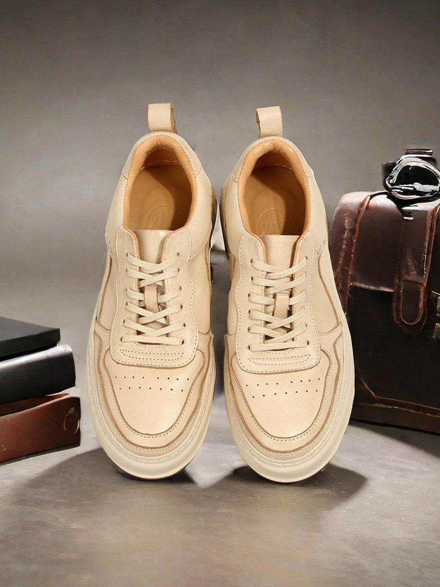 LaceLux Embossed Leather Casual Shoes