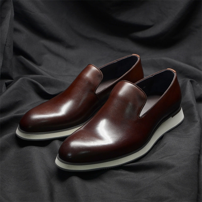 Luxe Leather Slip-on Brogue Dress Shoes