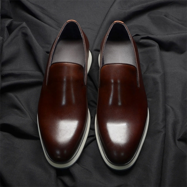 Luxe Leather Slip-on Brogue Dress Shoes