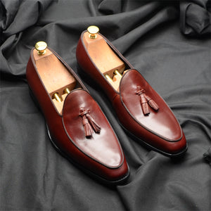 Graceful Slip-On Round Toe Leather Wedding Shoes