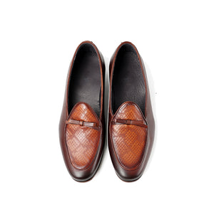 LuxeCroco Glossy Leather Round Oxford Dress Shoes