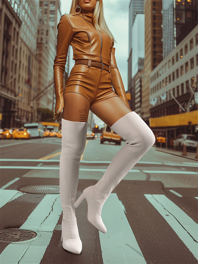 Exotic Serpent Chic Knee-High Boots