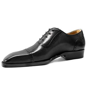 Elegant Square Toe Carved British Leather Formal Shoes